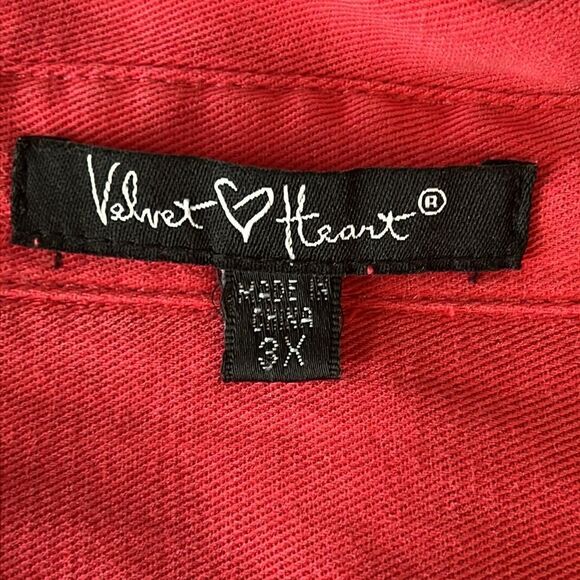Velvet Heart Pinky‎ Red Shirt/Shacket Size 3X - Picture 10 of 11